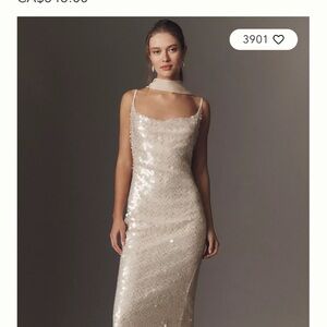 Strapless Sequin Slip Dress in Champagne